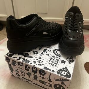 Koi Black Vegan Platform Sneakers with Spikes